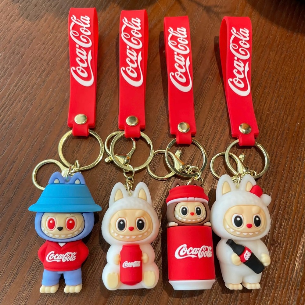 BUNDLE OF 4 Coca-Cola Red and White Character Keychains